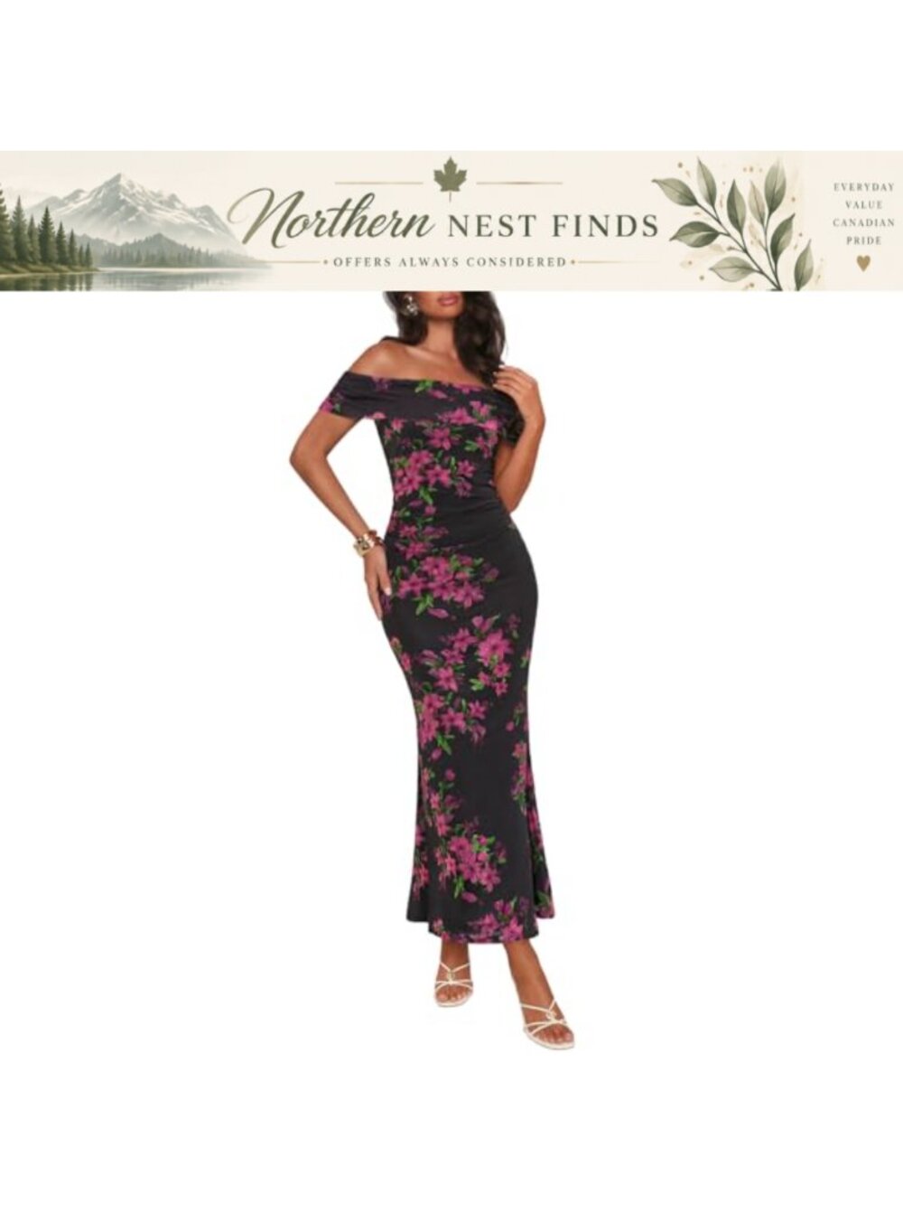 Off Shoulder Floral Maxi Dress Bodycon Formal Beach Wedding Guest